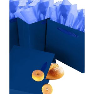 Sacchetti Regalo Blu Nordico 5 Pezzi di Medie Dimensioni con Manici a Nastro 24,4x20x10,9 cm, 10 Fogli di Carta Velina Larga Inclusi - Product Image 2