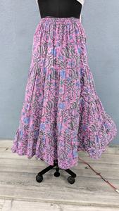 Hand Block Print Indian Cotton <b>Skirt</b> Floral Sustainable Versatile Casual Style for Summer Winter Spring Party Occasions - Product Image 4