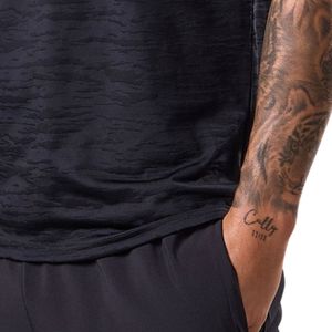 Men’s Black Space Dye Performance Training T Shirt Crew Neck Short Sleeve <b>Athletic</b> Gym Workout Running Casual Sportswear Tee - Product Image 6