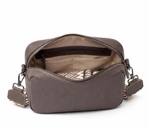 Women Leather Crossbody Bag Geometric <b>Strap</b> Zip Closure Minimalist Style Daily Use <b>Shoulder</b> Bag - Product Image 3