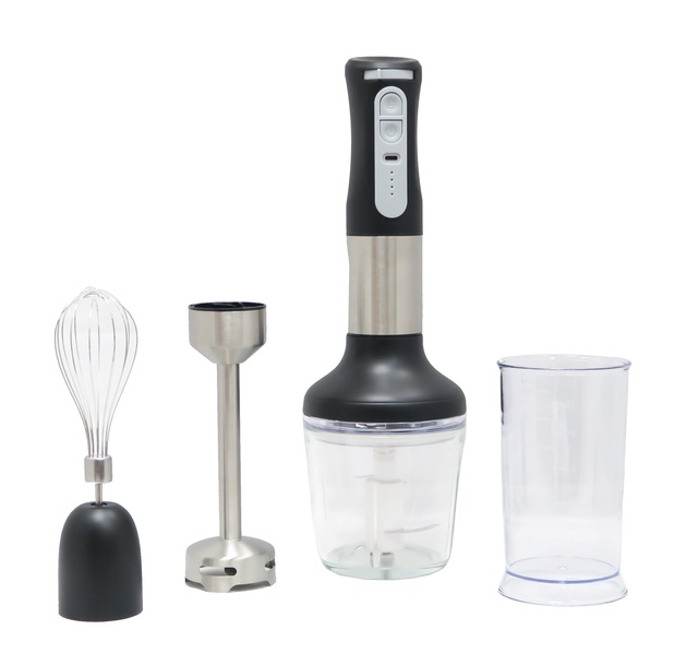 Rechargeable USB Cordless Hand Blender Set Stainless Steel 2 Blades 3-Speed Variable Control Low Noise Easy-Cleaning Blender