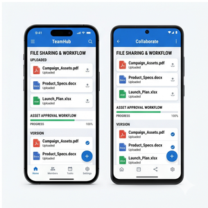 Aplicación de colaboración en equipo RoyalCraft – Gestión de proyectos, chat, herramientas de intercambio de archivos y flujo de trabajo para iOS/Android - Product Image 4