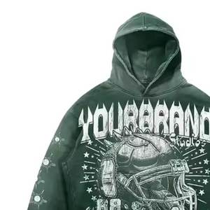 Conjunto de Sudadera con capucha y pantalones de chándal, ropa de calle, chándal Vintage lavado con ácido personalizado, ropa de calle para hombre, Patchwork desgastado - Product Image 6