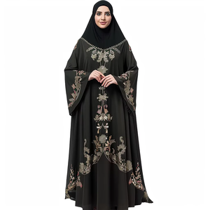 Abaya Musulmana con Estampado Floral, Estilo Islámico de Dubái y Catar 2026, Vestido Largo con Lentejuelas, Abaya Árabe para Mujer, Morado y Rojo - Product Image 6