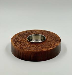 Porte-encens en bois, bol à encens rond sculpté, support d'aromathérapie, décoration de bureau - Product Image 3