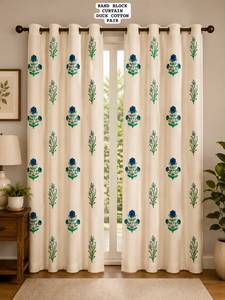 Elegant premium cotton <b>curtains</b> with hand block printed floral design <b>for</b> <b>living</b> <b>room</b> bedroom window decor and home styles decor - Product Image 1