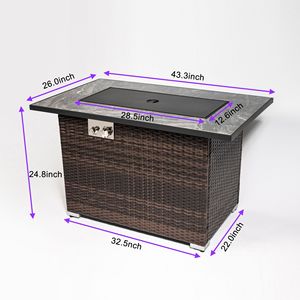 44-Inch Outdoor Propane <b>Fire</b> <b>Pit</b> <b>Table</b> <b>with</b> Ceramic Tabletop Gas <b>Fire</b> <b>Table</b> for Outdoor Entertainment - Product Image 5