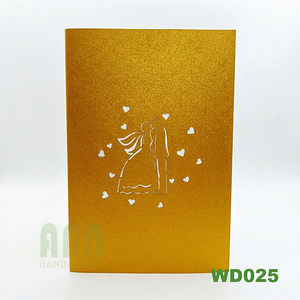 Tarjeta de invitación de boda 3D de lujo, hecha a mano, con silueta de novios en kirigami, regalo de aniversario o San Valentín de Vietnam. - Product Image 1