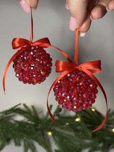 Ornement de lune perlé fait main, décoration suspendue style cristal pour sapin de Noël - Product Image 2