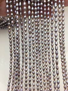 Perlas de Agua Dulce Ovaladas de Color Gris Púrpura AAA, 2-3x4-5mm, Hebra Suelta, Perlas Cultivadas Genuinas para Suministros de Joyería al por Mayor - Product Image 2