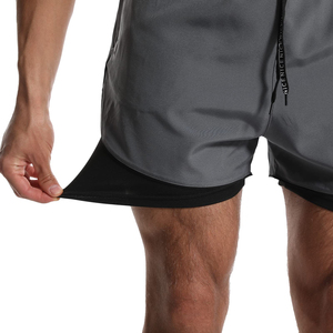 2026 Men's <b>Black</b> Breathable Quick Dry Polyester Sport Running Gym Shorts with Drawstring Waist and Side Stripe Design - Product Image 4