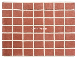 Terracotta Grid Hand-Tufted Rug | 100% New Zealand Wool Modern Area Rug - Product Image 1