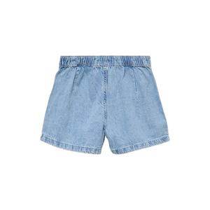 Jupe courte en jean de coton double épaisseur pour filles, coupe droite, taille élastique, avec panneau plissé latéral effet jupe - Décontractée, été - Product Image 4