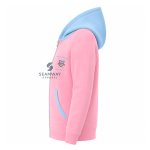 Sweat-shirt décontracté pour femme Gamma Phi Delta Sorority, à capuche zippée, couleur beige contrastant, fermeture éclair intégrale, manches longues, lettres grecques brodées - Product Image 3