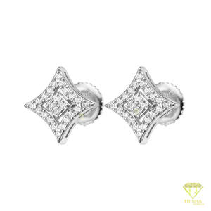 Pendientes geométricos de plata 925 con forma de diamante y marco de piedra brillante, joyería moderna para mayoristas y minoristas - Product Image 5