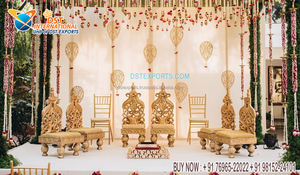 Sillas Tradicionales Vidhi Completamente Talladas para Mandap, Sillas Vedi de Diseño para Bodas Gujarati, Sillas de Madera Talladas para Mandap de Boda, EE. UU. - Product Image 6