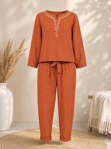 Ensemble pantalon deux pièces sportif brodé pour femme, haut à manches longues et pantalon de jogging, tenue décontractée d'automne - Product Image 2