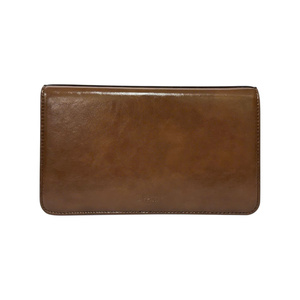 Beena's Luxury Glossy <b>Brown</b> Microfiber Leather <b>Wallet</b> Minimalist Long Double Zipper Clutch Waterproof Multi Card Holder Purse - Product Image 2