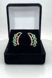 Gold Plated Vintage Crown Stud Earrings with Diamond Bezel Set IGI Certified Women's Party & Everyday Wear Jewelry - Product Image 2