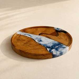 Luxury Handcrafted <b>Epoxy</b> Resin & Natural Acacia Wood Serving Tray with Premium Gold Metal Handles for <b>Coffee</b> <b>Table</b>, Kitchen - Product Image 3