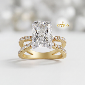 Radiant Cut Lab Grown Diamond VVS2 Clarity 1 Carat 925 Silver Luxury Engagement <b>Ring</b> with <b>Split</b> Shank Band for Wedding & Party - Product Image 6