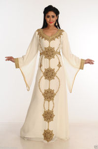 AWAIS HOUSE Islamic Women's Plus Size Lightweight High Neck Solid Floor Length Long Sleeve Ethnic Caftan Abaya Handmade Beaded - Product Image 4