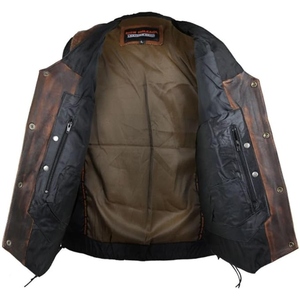 Custom Men's Distressed Genuine Cowhide Leather Motorcycle <b>Vest</b> Vintage <b>Brown</b> V Neck Biker Club Riding <b>Vest</b> Side Lace OEM - Product Image 4