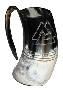 Jarra de Cerveza de Cuerno de Vaca Hecha a Mano, Material Orgánico Ecológico, Forma Natural Pulida, Artesanía Moderna Sheeri, Artículo Coleccionable de la India - Product Image 4
