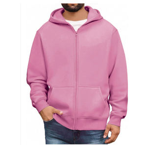 Sweat-shirt à capuche zippé pour homme, hiver, uni, impression de logo personnalisée, service OEM, molleton, manches longues - Product Image 6