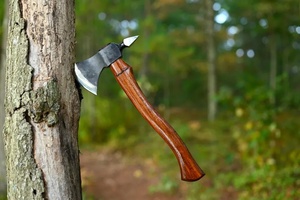 A&M ENTERPRISES Handmade Outdoor <b>Axe</b> with Curved <b>Wood</b> Handle Steel Spike Wholesale Spike <b>Axe</b> Set Forged Steel <b>Wood</b> Handle Knives - Product Image 3