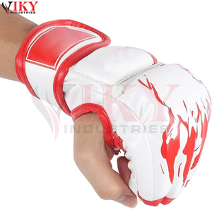 Guantes de Sparring MMA con Diseño de Llama Blanca y Roja, Novedad en Equipo de Artes Marciales con Palma Abierta, con Etiqueta Privada - Product Image 3