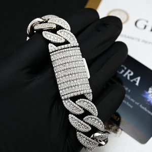 Brilliant Moissanite Claw Setting Charm <b>Bracelet</b> 925 <b>Silver</b> GRA Certified Gold Plated <b>S</b> Virvadiya Unisex Hip Hop Graduation - Product Image 4