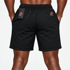 Shorts en polyester tricoté noir pour hommes, taille mi-haute, élastique, séchage rapide, décontracté, athlétique, à prix abordable et service OEM ODM - Product Image 2