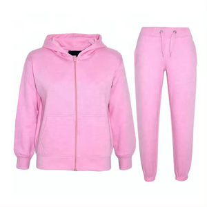 Ensemble de sport décontracté pour femme grande taille, hiver, couleur unie, lavé, personnalisé, respirant, séchage rapide, avec haut court zippé et pantalon de jogging - Product Image 5