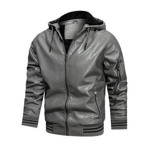 Blouson en cuir pour homme, printemps-automne, pour moto, épais, coupe-vent, imperméable, doublure en coton, style urbain - Product Image 6