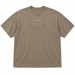 OEM Custom Logo Front Blank Design Oversized <b>Boxy</b> <b>T</b>-<b>Shirt</b> Men Drop Shoulder Cut and Sew Panel Streetwear Short Sleeve Wholesale - Product Image 1