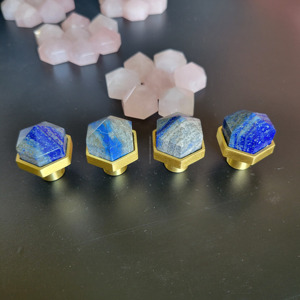 Luxury Natural Lapis Gemstone <b>Door</b> Knob Best Hexagonal Diamond <b>Pull</b> <b>handles</b> Durable Easy Installation Kitchen Dresser Cabinet - Product Image 5
