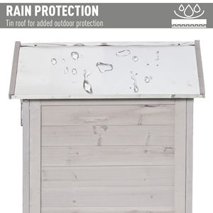 Armadio Porta Attrezzi da Giardino in Legno Grigio Chiaro a 4 Ripiani, Organizzatore da Esterno a 3 Scaffali con Chiusura Magnetica e Tetto in Lamiera - Product Image 6