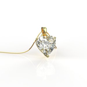Pendentif en diamant taille cœur en or jaune, style romantique pour femme, bijoux de fiançailles - Product Image 1