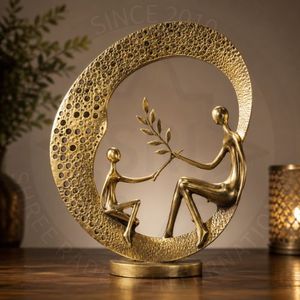 Modern <b>Gold</b>-Plated Engraved Brass <b>Sculpture</b> with Antique/Traditional Design for Home Tabletop Art Decor - Product Image 2