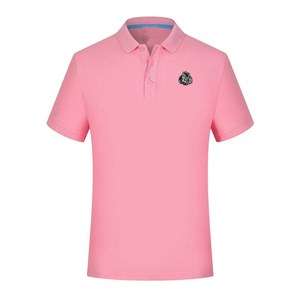 Polo de Manga Corta Rosa para Hombre, Logotipo Bordado, Informal, Tela Oxford de Algodón, Corte Regular, Diseño Transpirable - Product Image 1