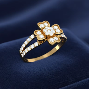 Nouvelle conception de bague de mariage pour femme avec motif de fleurs dorées et diamants - Product Image 3