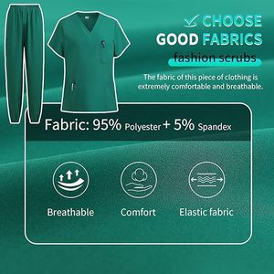 Uniforme Médico Unisex, Conjunto de Uniforme Médico, Parte Superior y Pantalones Tipo Jogger con Múltiples Bolsillos, Cintura Elástica - Product Image 6