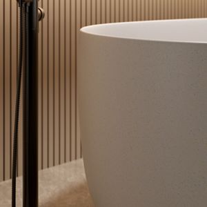 Vasca da Bagno Moderna Freestanding in Resina Effetto Pietra 47 Pollici con Troppopieno e Scarico a Scomparsa - Product Image 6