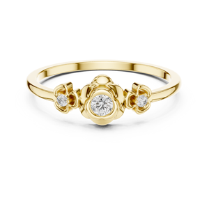 Bague solitaire florale en or jaune avec accents de diamants cultivés en laboratoire |   Bague de fiançailles élégante inspirée de la nature pour femmes - Product Image 1