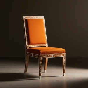 Bone Inlay <b>Orange</b> Upholstery Solid Back Handmade Furniture Modern Bone Inlay Lounge <b>Chair</b> Handmade Designer Furniture for Hotels - Product Image 1