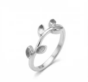 925 Sterling Silver 2x4mm Marquise Blank Bezel Leaf Branch Ring for Resin Ashes Breastmilk Keepsake <b>Memorial</b> DIY Jewelry - Product Image 1