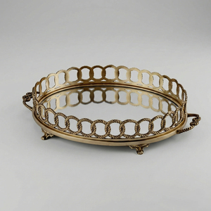 Luxury Brass Mirror Jewelry Tray Decorative <b>Storage</b> Organizer Vintage Style Vanity Display Tray Wedding Gift Brass Home Decor - Product Image 3