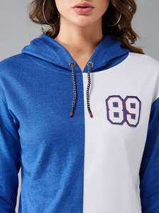 Sudadera con Capucha para Mujer, Azul y Blanco, Corte Regular, 100% Algodón Tejido, Estilo Casual para Otoño - Product Image 6