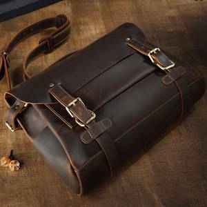 Bolso de Cuero Antiarrugas de Secado Rápido para Hombre, Bolsos Cruzados de Negocios, Bolsos de Hombro Resistentes al Viento, Maletín de Cuero para Portátil de Oficina - Product Image 2